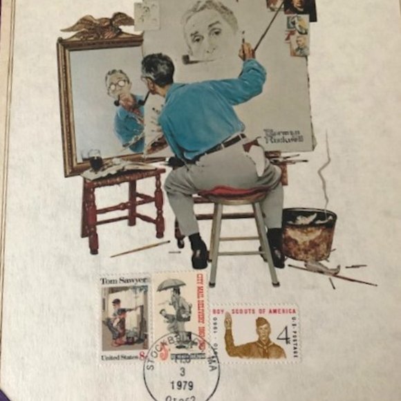 Vintage 1979 Norman Rockwell USPS Commemortive Stamp Portfolio - Picture 3 of 5